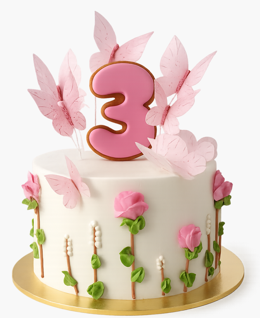 Торт с бабочками и цветами Фото