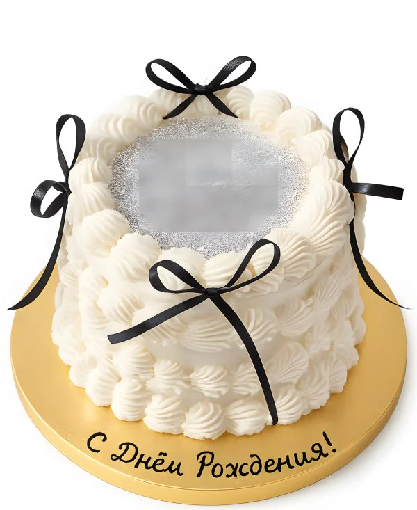 Торт с бантиками и серебряными блестками Фото