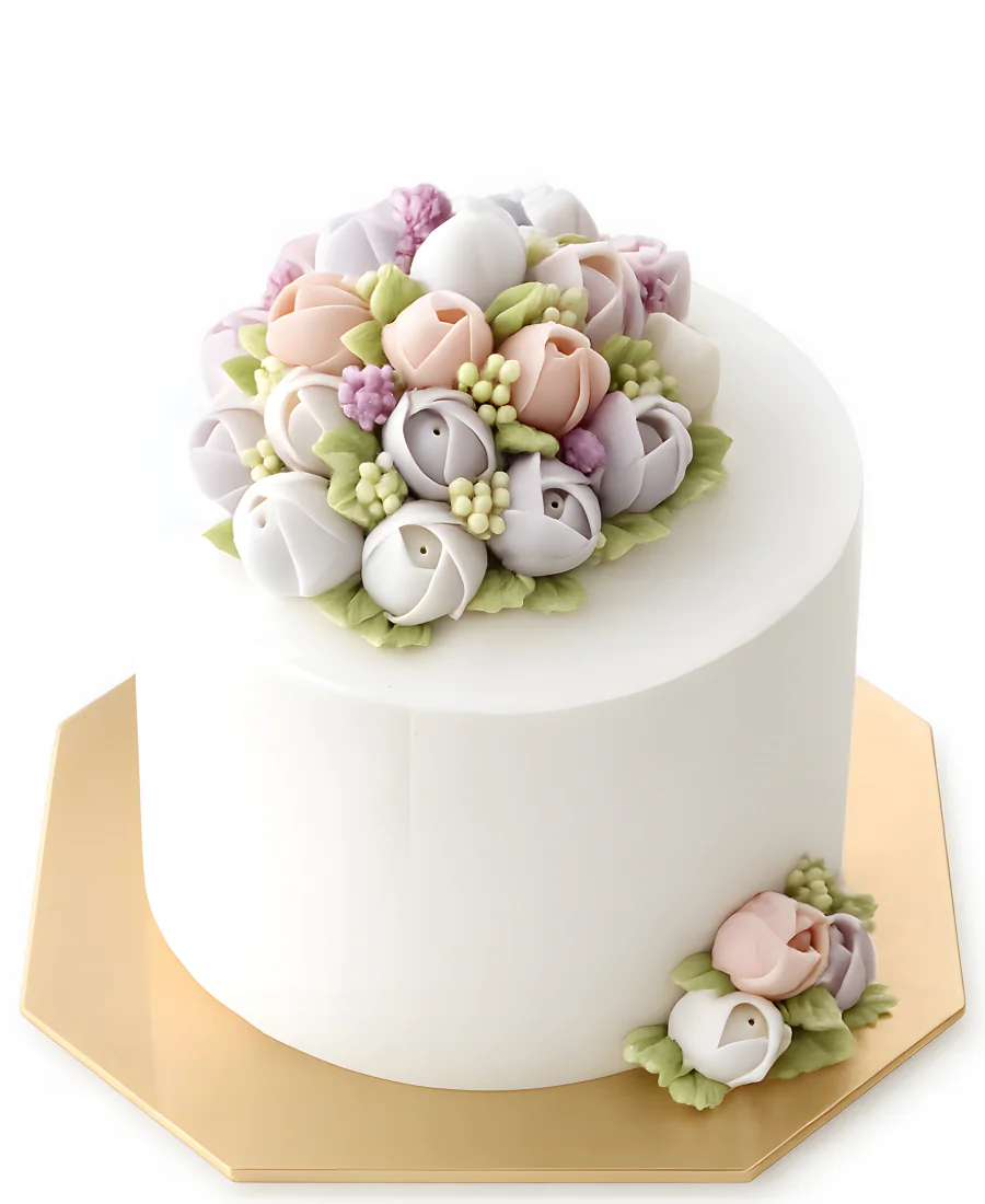 Торт с разноцветными тюльпанами Фото