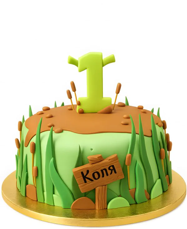 Торт с цифрой 1 по мультфильму Шрек Фото