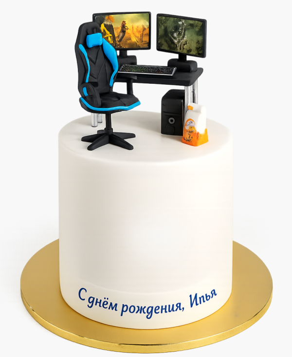 Торт с фигурками рабочего стола геймера Фото