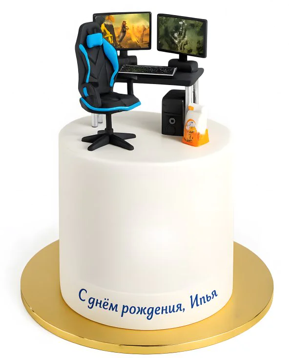 Торт с фигурками рабочего стола геймера Фото