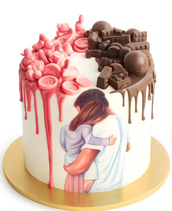 Торт с фотопечатью папы и дочки Фото