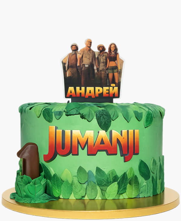 Торт с фотопечатью в зеленых тонах Фото