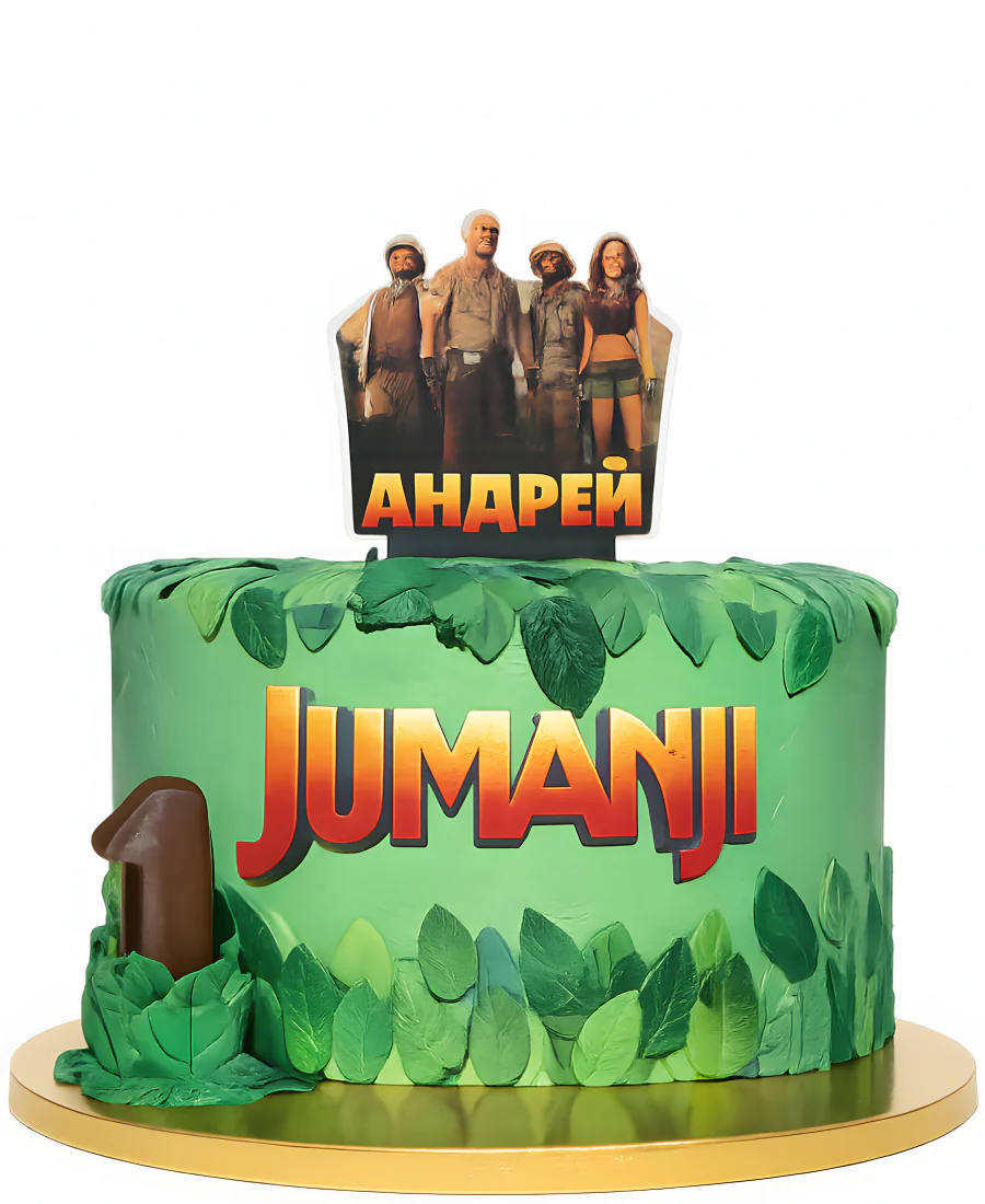 Торт с фотопечатью в зеленых тонах Фото