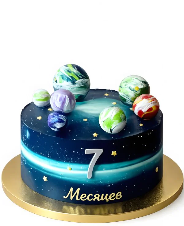Торт с космосом на 7 месяцев Фото