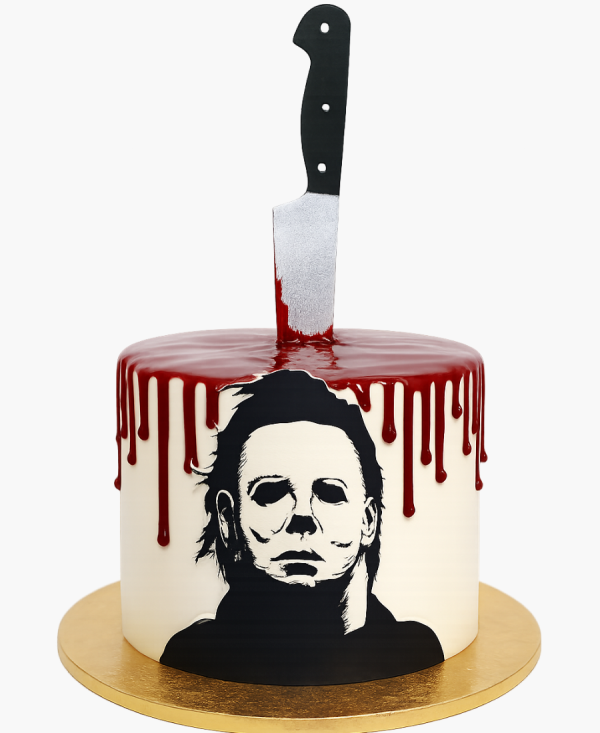 Торт с красной глазурью и Майклом Фото