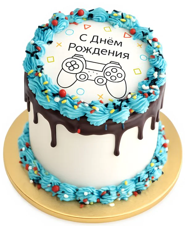 Торт с кремовыми каемками и фотопечатью Фото