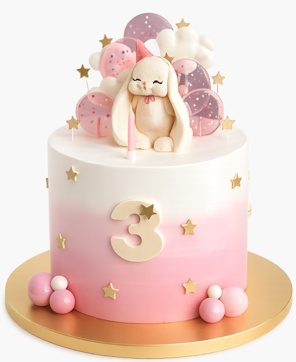 Торт с леденцами и зайцем Фото