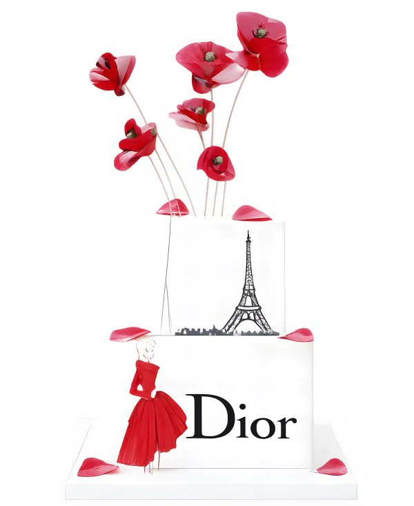 Элегантный французский торт с красными маками и логотипом Фото