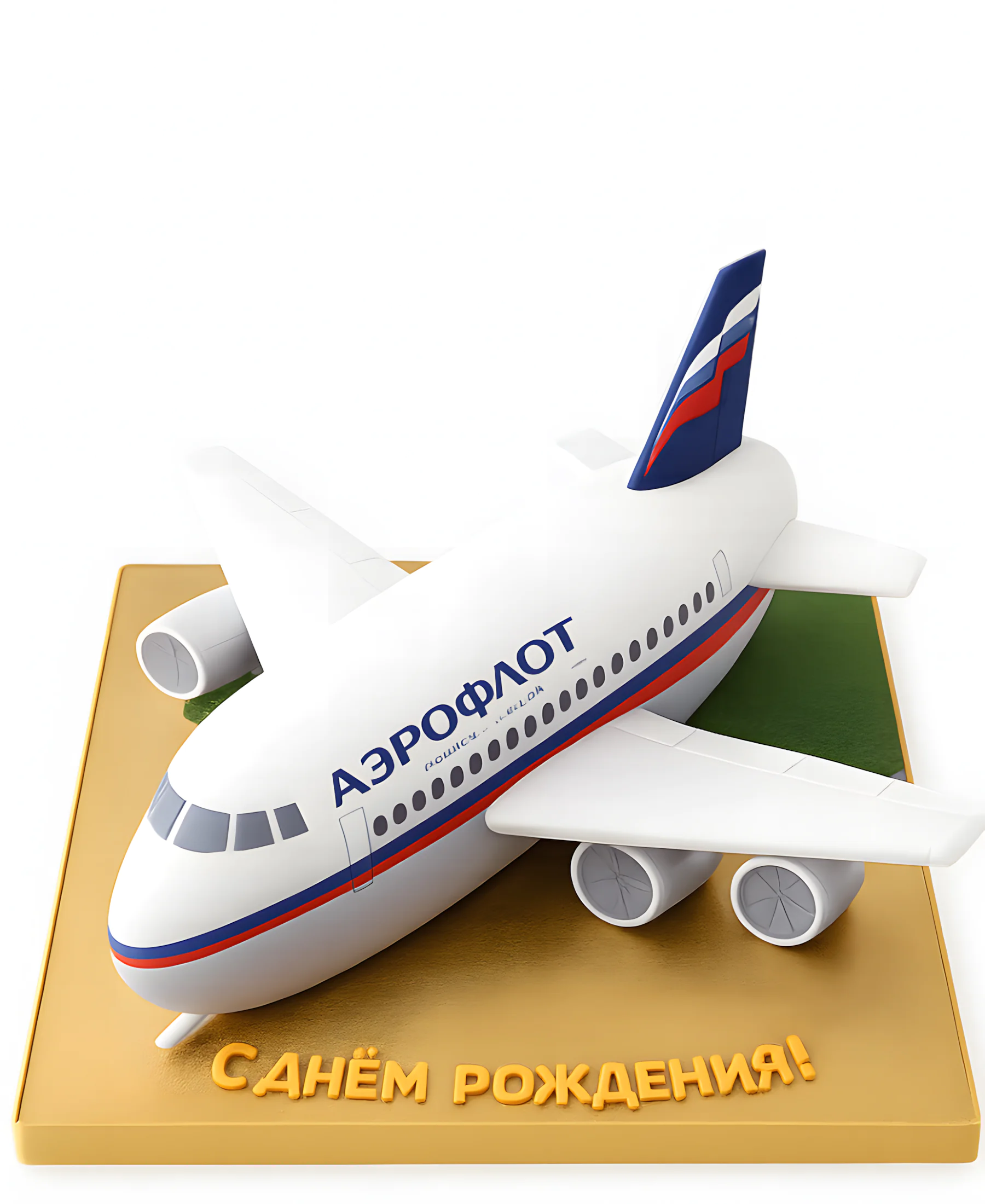 Торт 3D самолет логотипом для корпоратива Фото