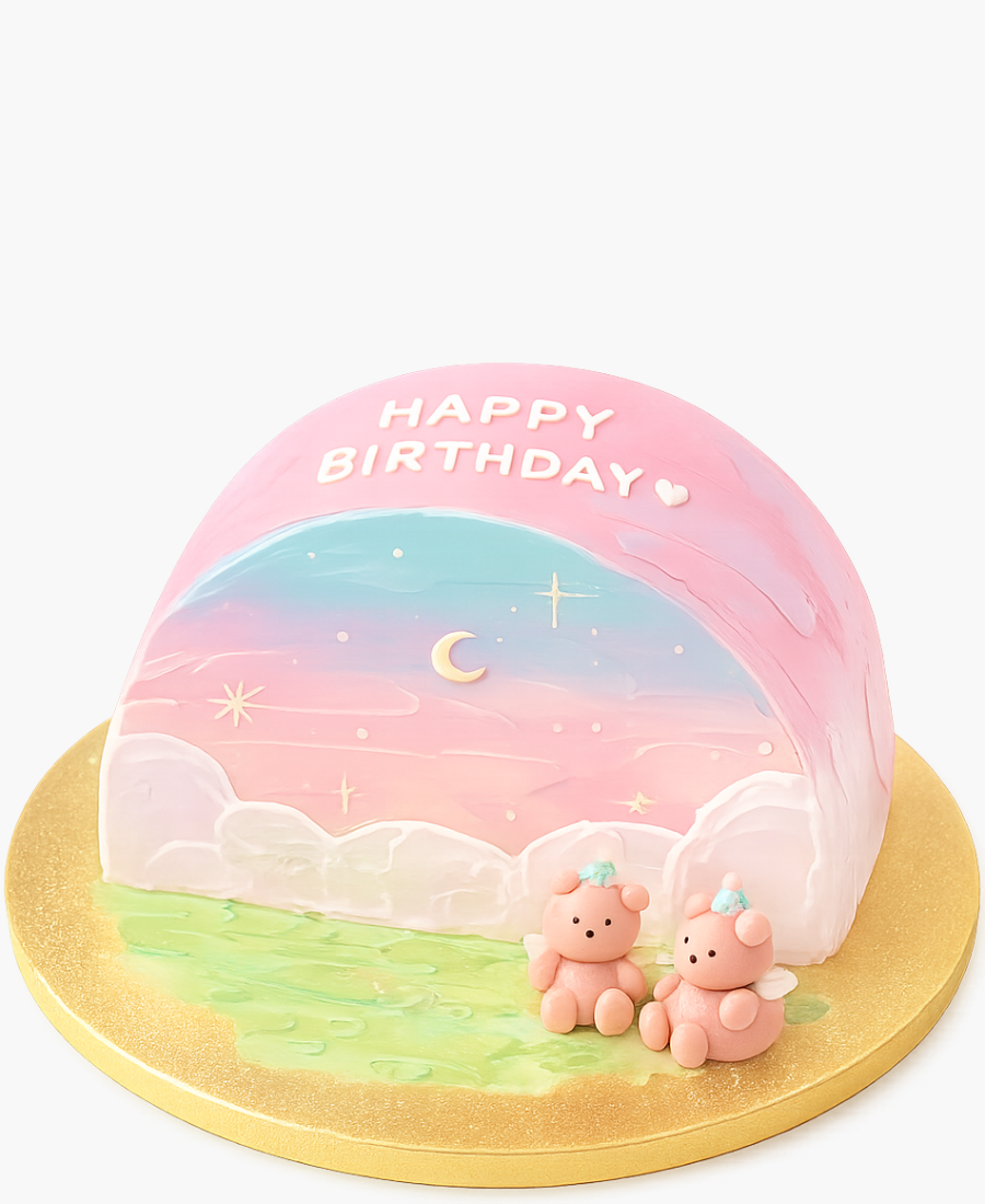 Торт с маленькими медведями и звездочками Фото