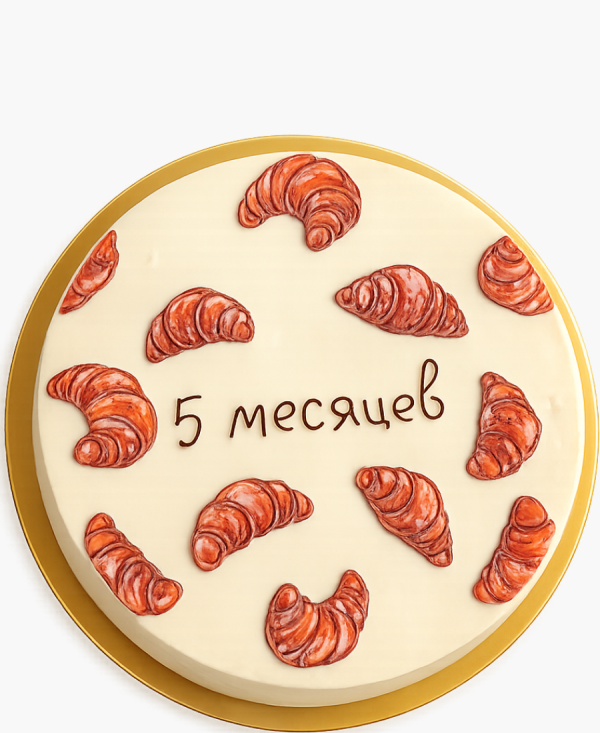 Торт с мастичным топпером круассанов Фото