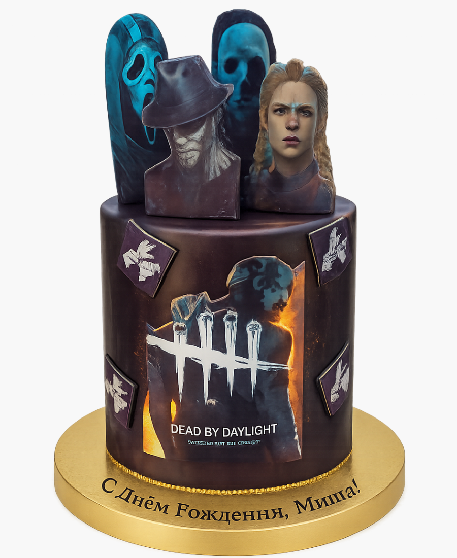 Торт с мастичными топперами персонажей Dead By Daylight Фото