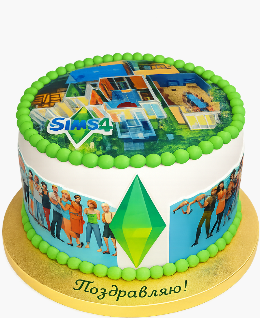 Торт с мастичными топперами Симс4 Фото