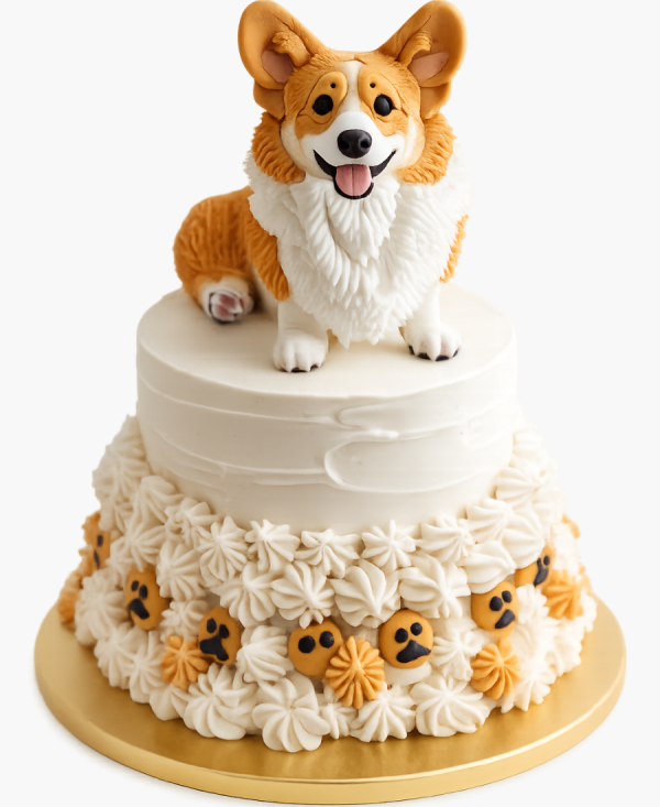 Торт с печеньем и собакой Фото
