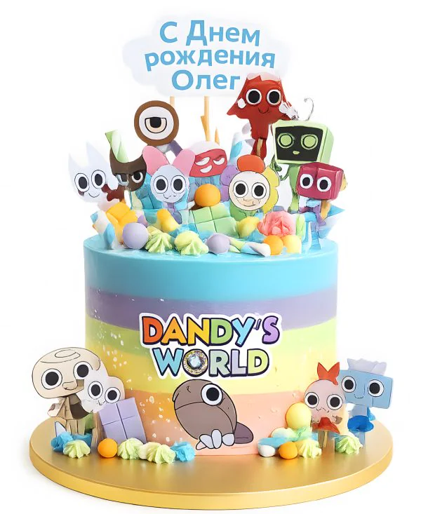 Торт с персонажами и надписями Фото