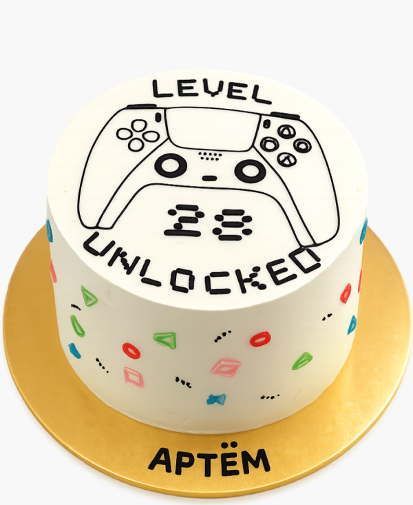 Торт с рисунком джойстика для геймера Фото