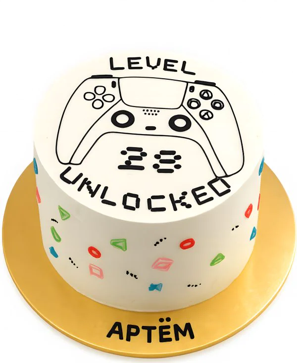 Торт с рисунком джойстика для геймера Фото