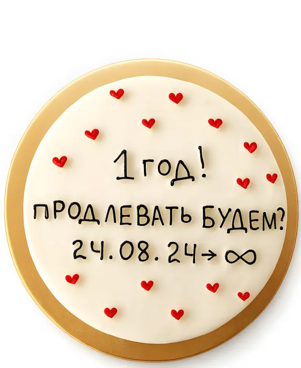 Торт с сердечками на 1 год свадьбы Фото