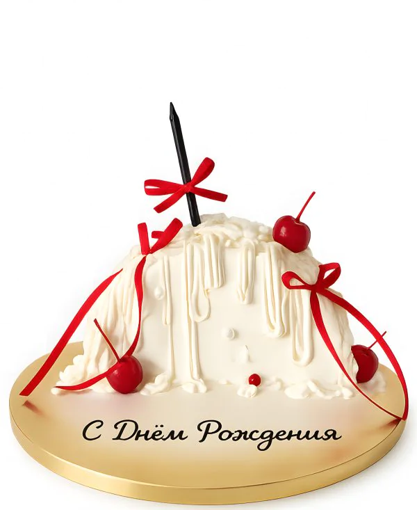 Торт с вишнями на день рождения Фото