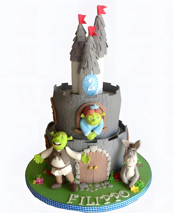 Торт Шрек и Фиона в замке Фото