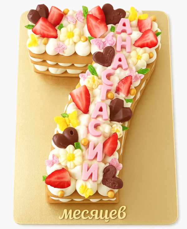 Торт в форме цифры 7 с ягодами Фото