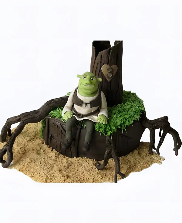 Торт в форме дерева с фигуркой Шрека Фото