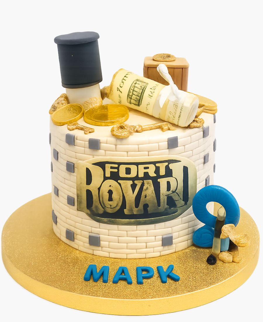 Торт в форме крепости Форт Боярд и картой Фото