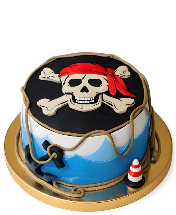 Торт в пиратском стиле череп и кости Фото