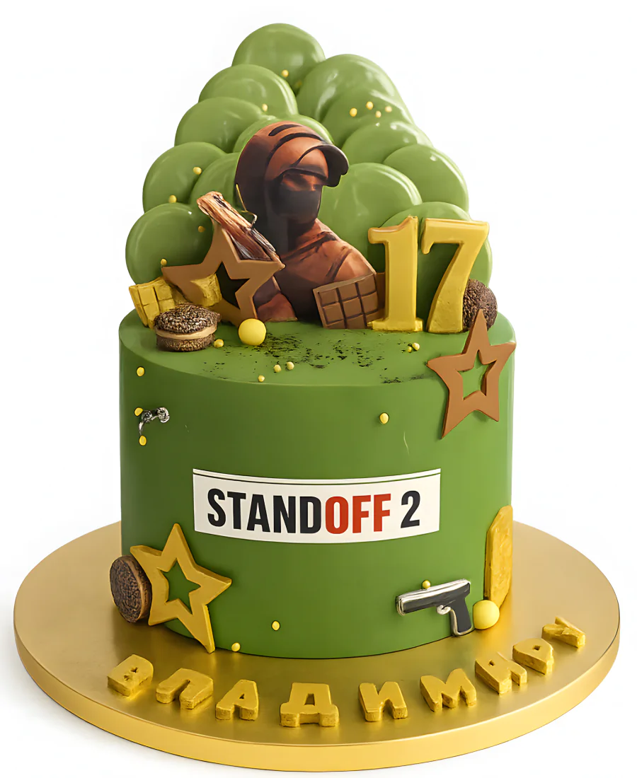 Торт c шоколадными звездами по игре Стендофф Фото