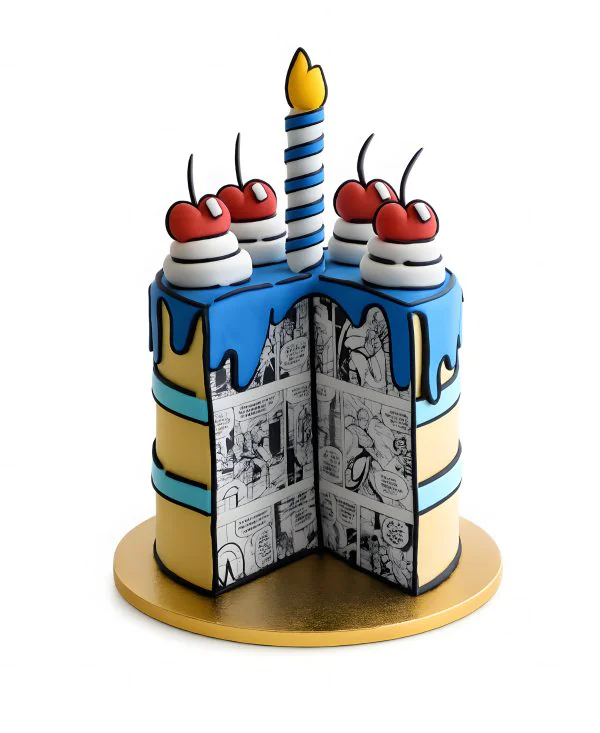 Торт в стиле рисунка на день рождение Фото