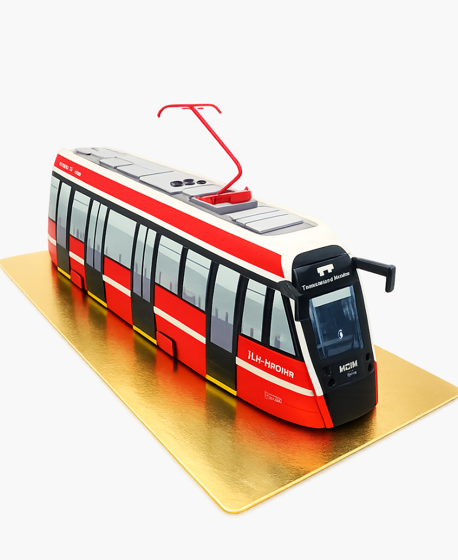 Торт в виде новой модели трамвая Фото