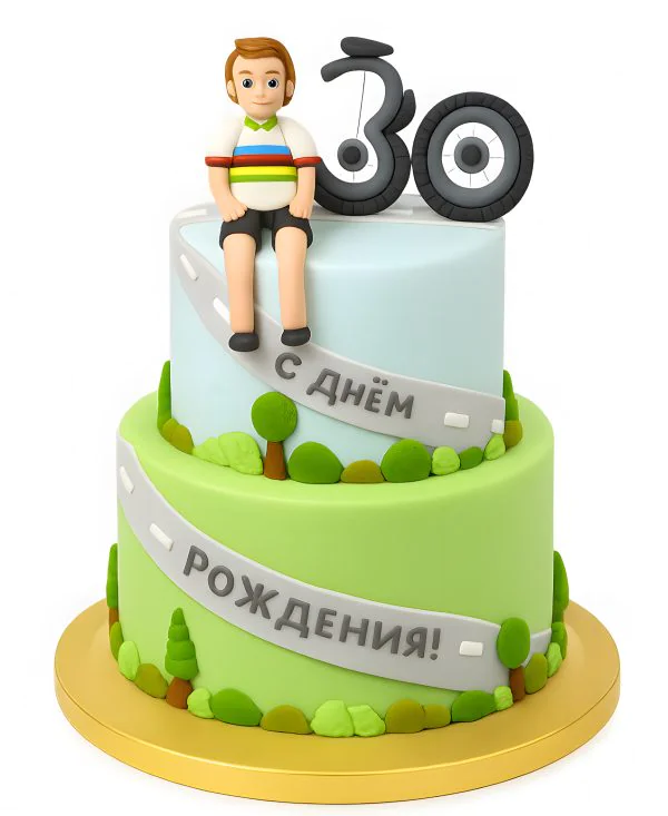 Торт с фигуркой велосипедиста на день рождения Фото