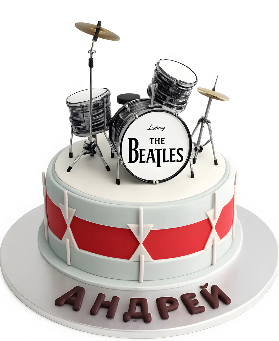 Торт с барабанами Beatles Фото