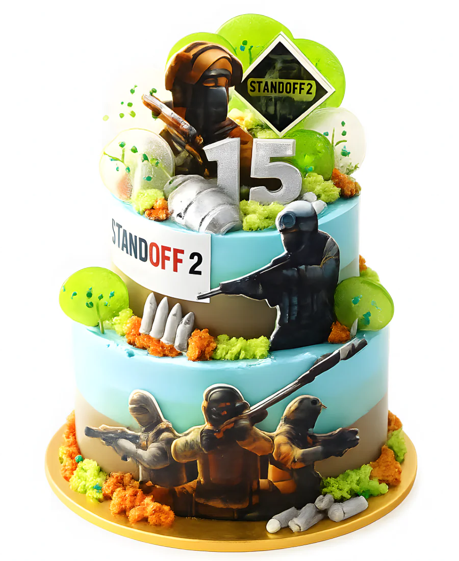 Яркий двухъярусный торт Стендофф 2 Фото