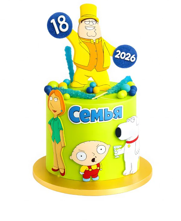 Яркий торт с персонажами из Гриффинов Фото