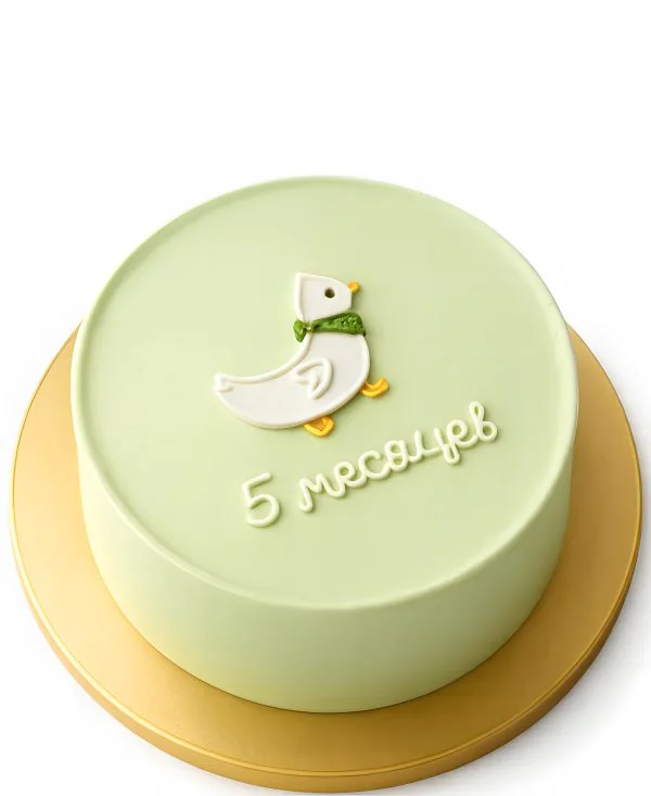 Зеленый бенто-торт с гусем Фото
