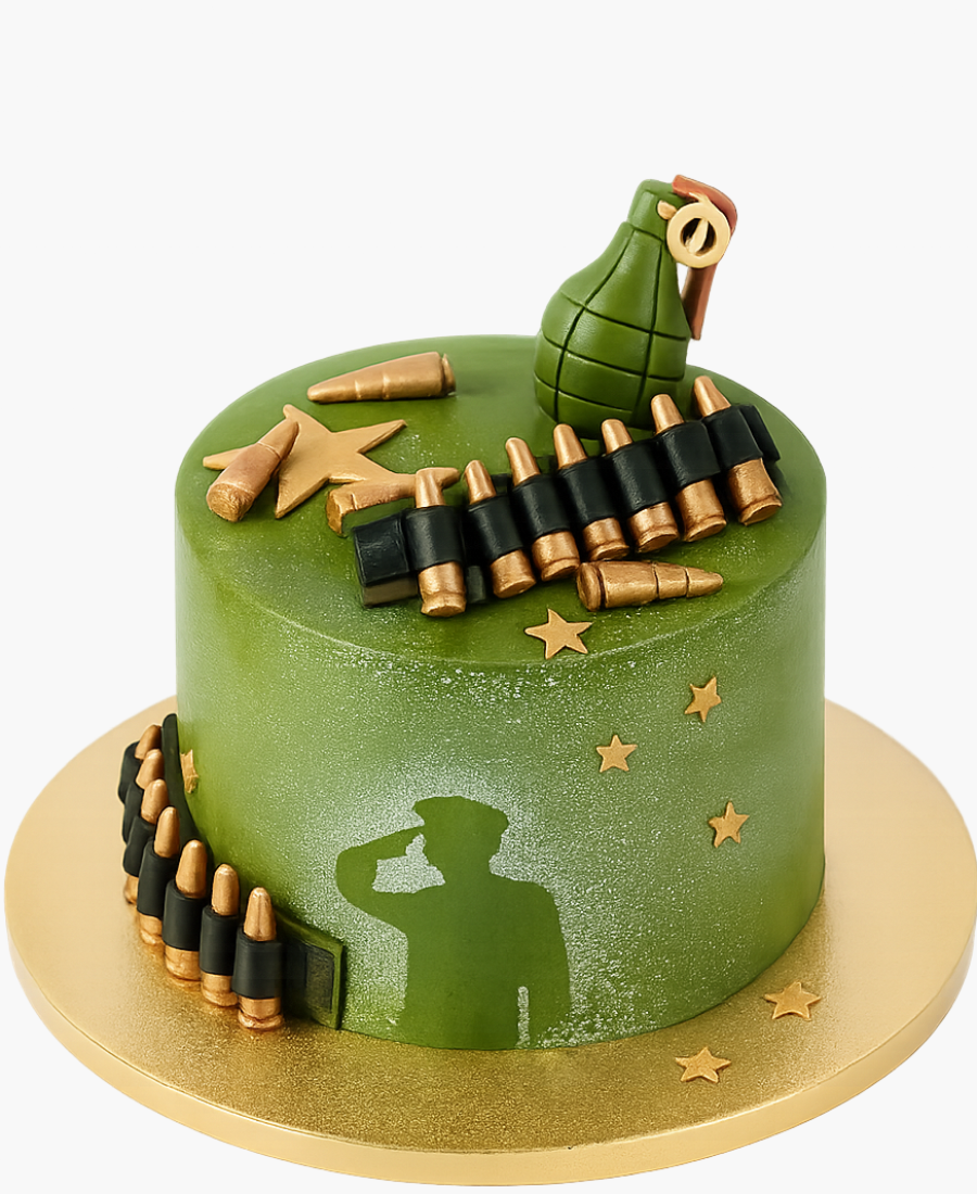 Зеленый торт с пулями по игре Battlefield Фото