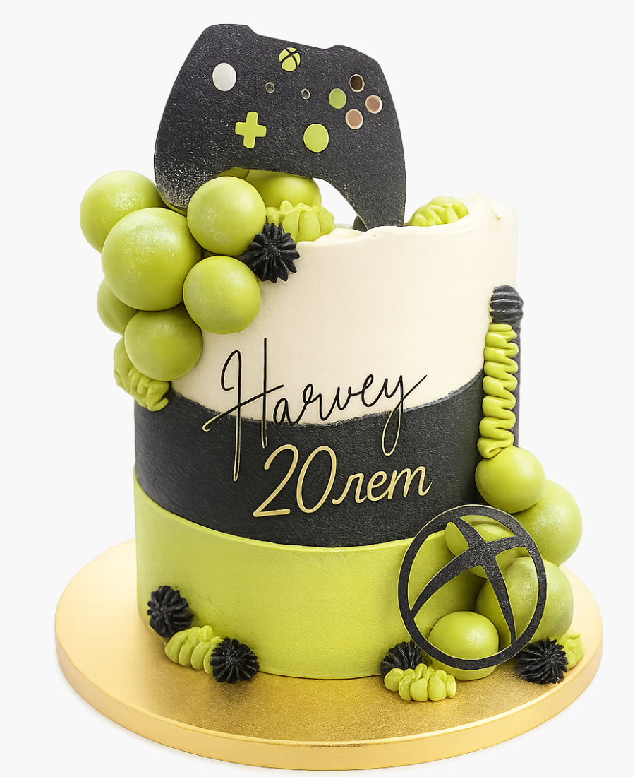 Зеленый торт с шоколадными шарами Фото