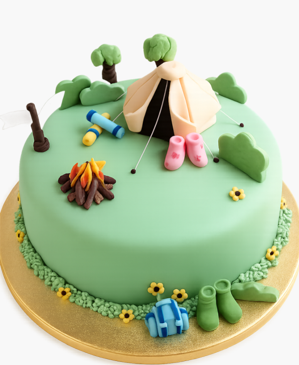 Зеленый торт в стиле похода в лес Фото