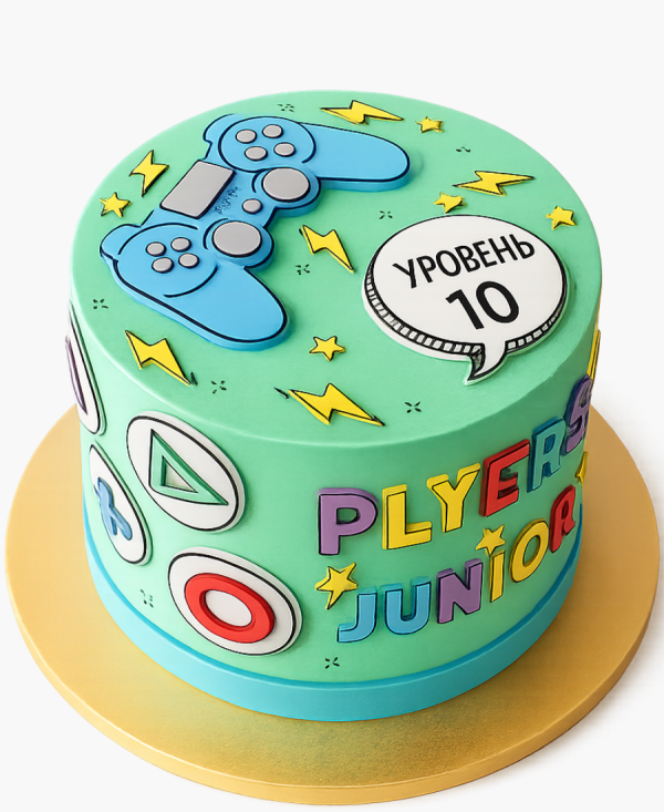 Зелёный торт для мальчика геймера Фото