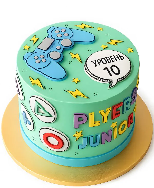 Зелёный торт для мальчика геймера Фото