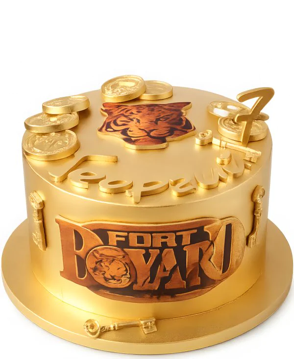 Золотой торт с ключами Форт Боярд Фото