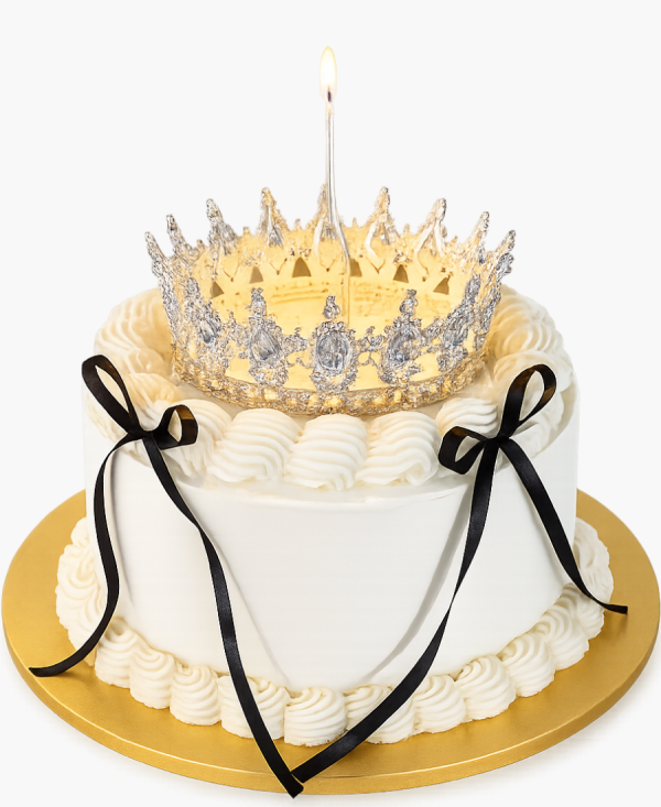 Белый минималистичный торт с короной Фото