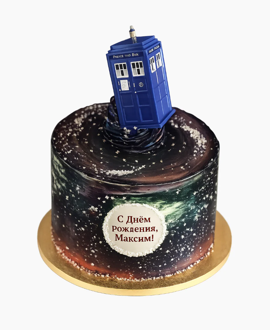 Черный кремовый торт с будкой на день рождения Фото