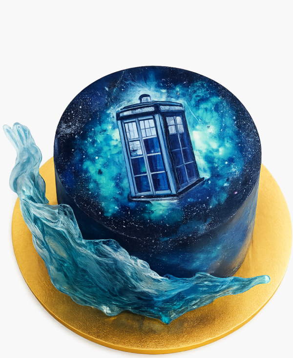 Черный торт с полицейской будкой Фото