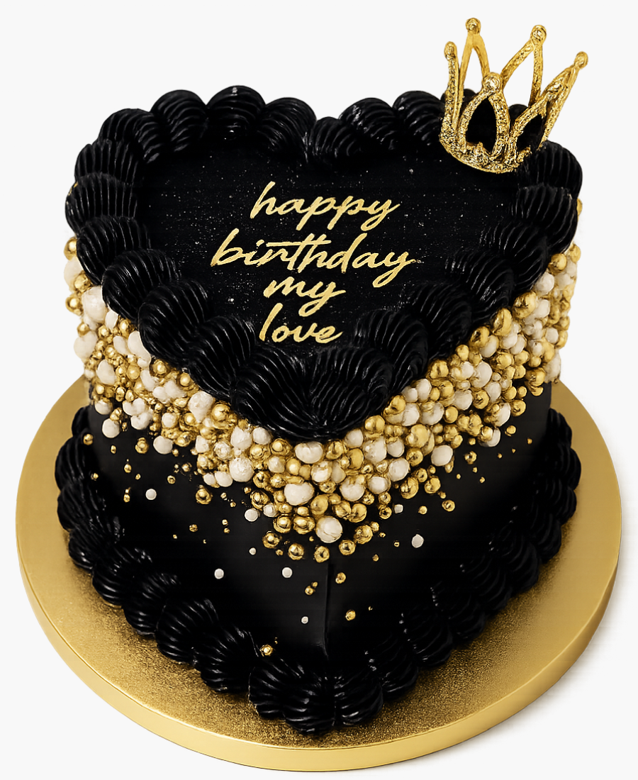 Черный торт с золотыми бусинами на день рождения Фото