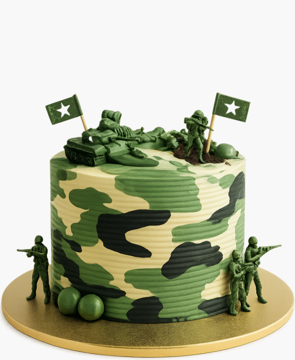 Детский торт с флагами и солдатами Фото