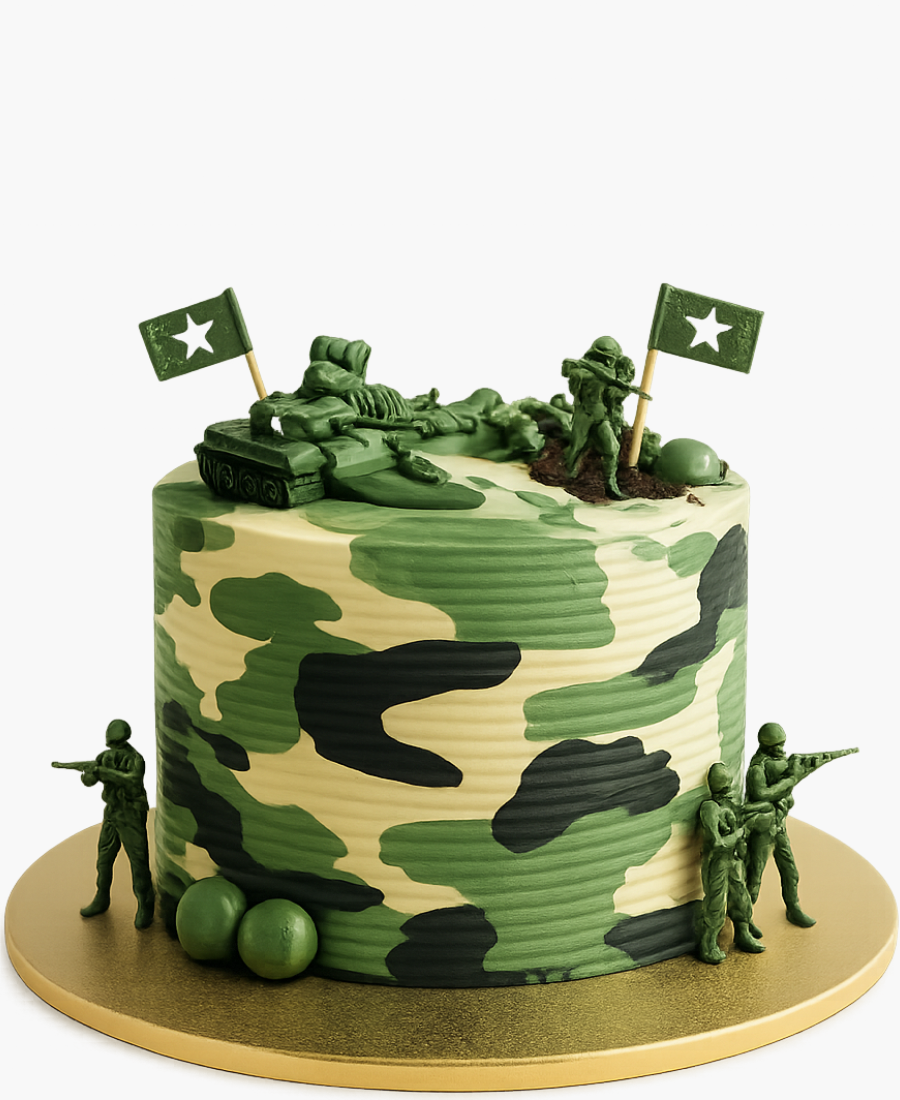 Детский торт с флагами и солдатами Фото